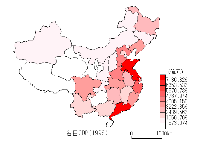 ���ξ���̾��GDP(1998ǯ)�ο�