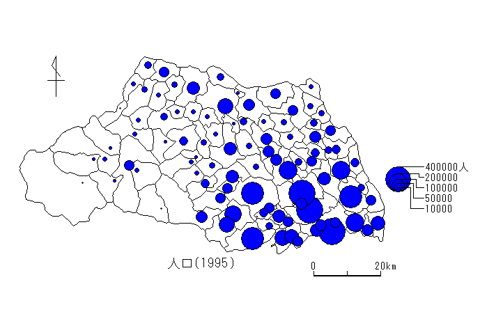 埼玉の市別人口の図